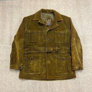 Vintage His Corduroy Belted Coat Mens 40 Brown 1970s Lined USA